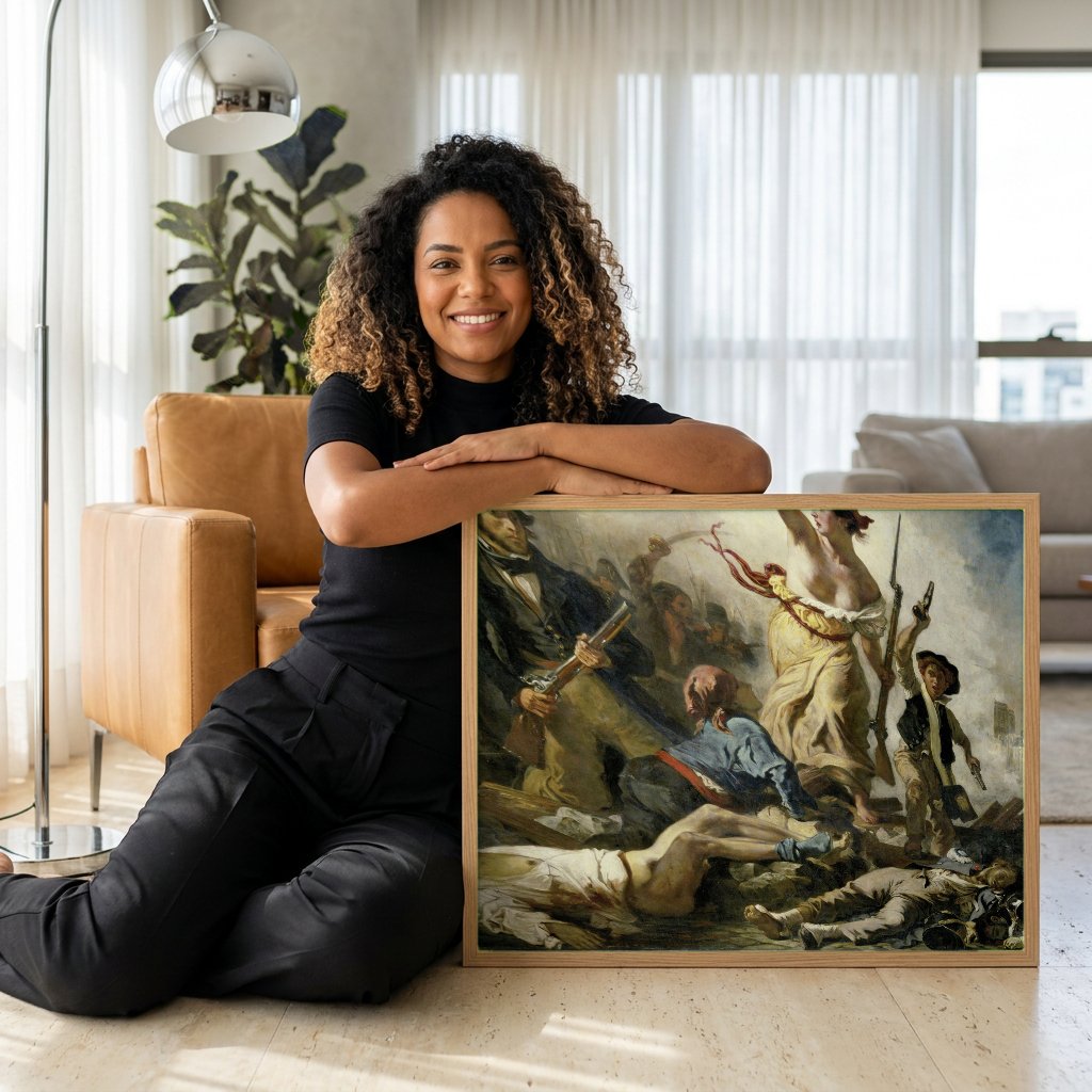 Quadro Decorativo A Liberdade Guiando o Povo - Delacroix com modelo em ambiente