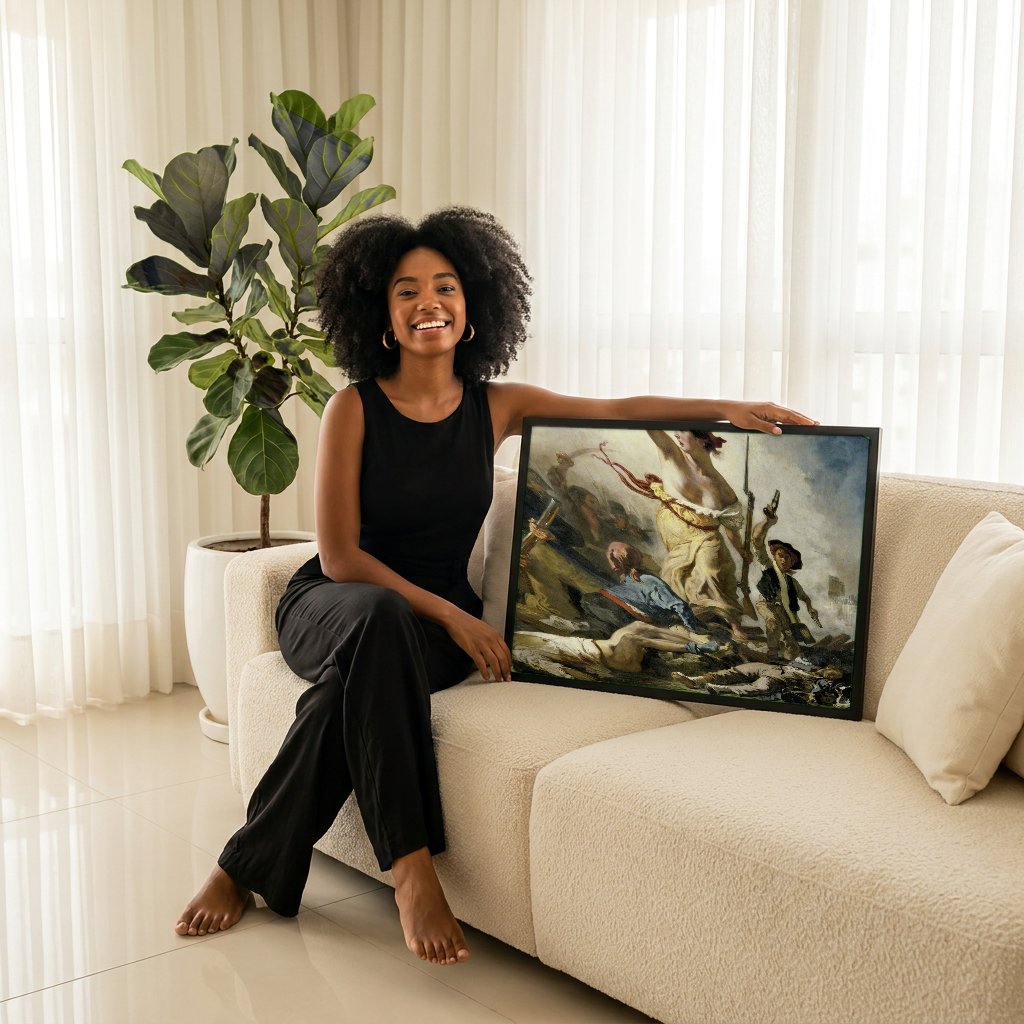 Quadro Decorativo A Liberdade Guiando o Povo - Delacroix com modelo em ambiente
