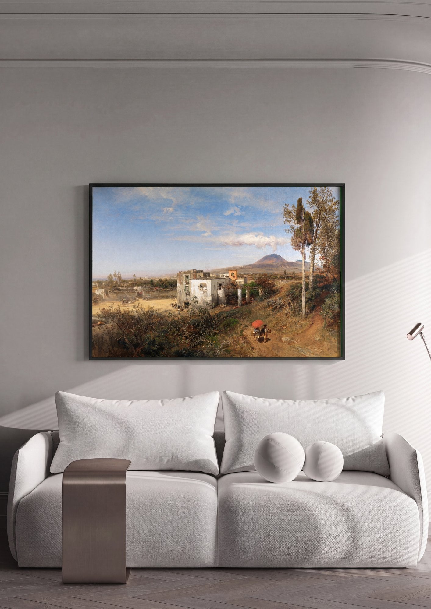 Quadro Decorativo A Erupção do Vesúvio - Oswald Achenbach em ambiente decorado