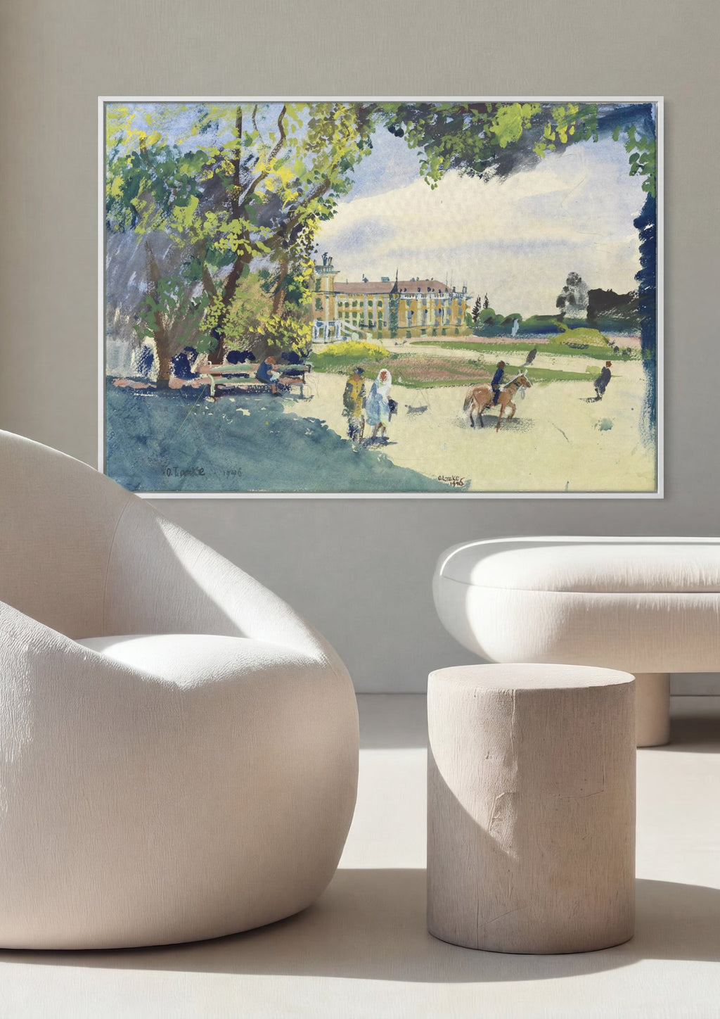 Quadro Decorativo Paisagem com Palácio - Oskar Laske em ambiente decorado