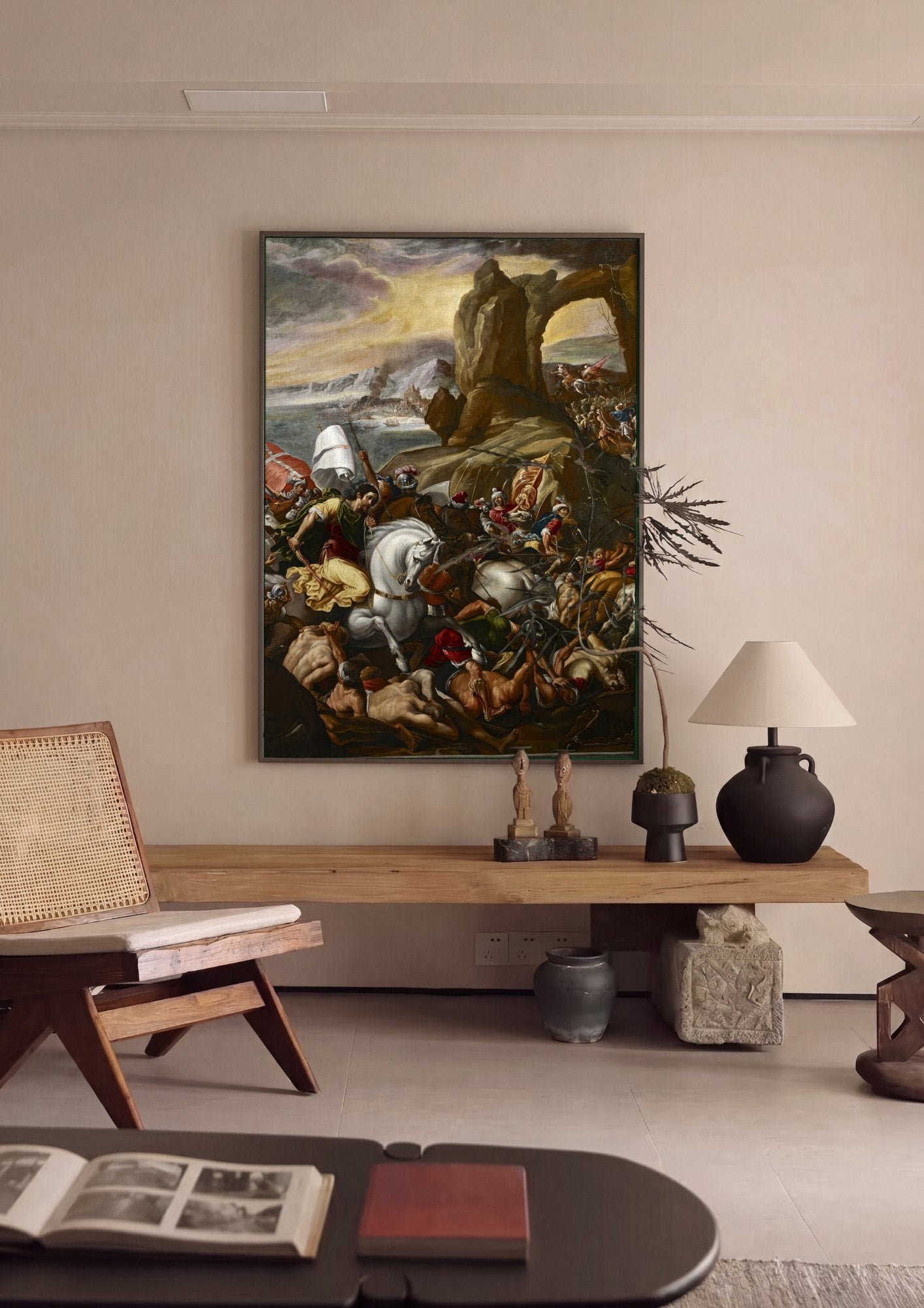 Quadro Decorativo A Batalha de Lepanto - Orazio Borgianni em ambiente decorado