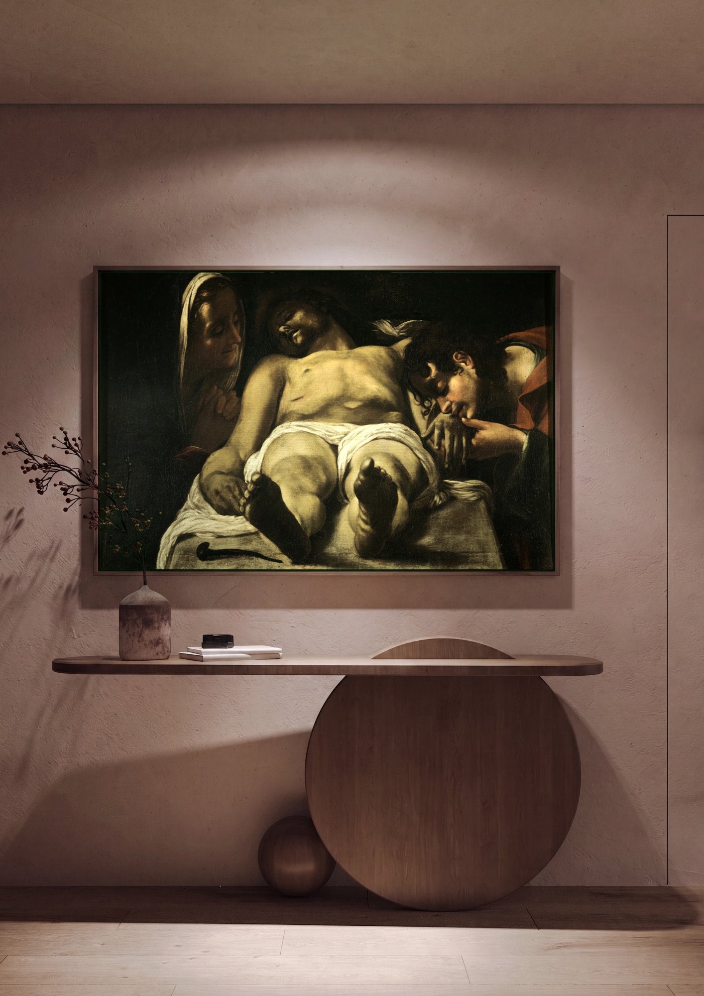 Quadro Decorativo Lamentação de Cristo - Orazio Borgianni em ambiente decorado