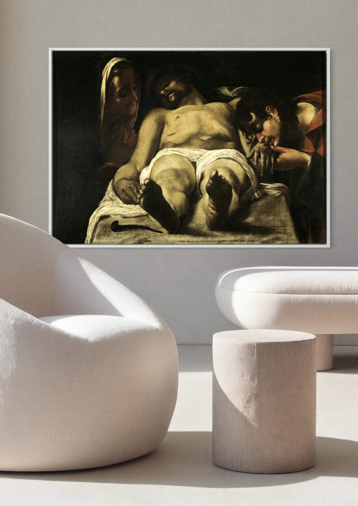 Quadro Decorativo Lamentação de Cristo - Orazio Borgianni em ambiente decorado