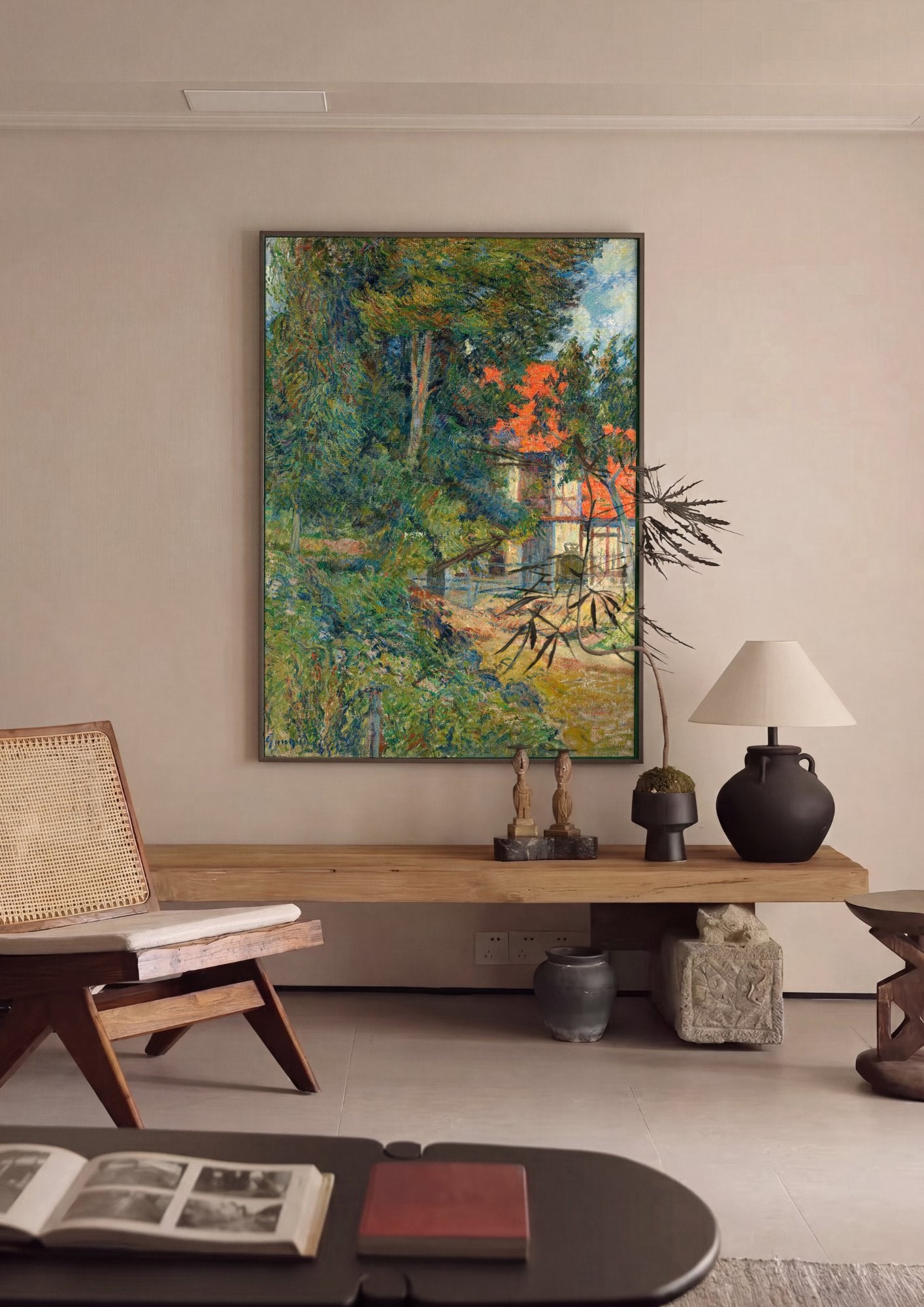 Quadro Decorativo A Casa do Fazendeiro - Paul Gauguin em ambiente decorado