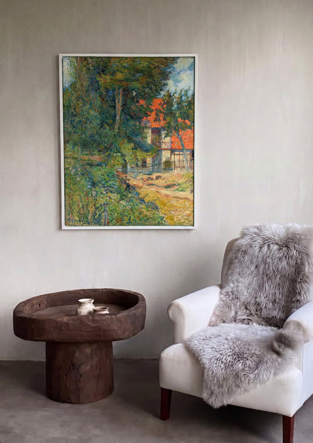 Quadro Decorativo A Casa do Fazendeiro - Paul Gauguin em ambiente decorado