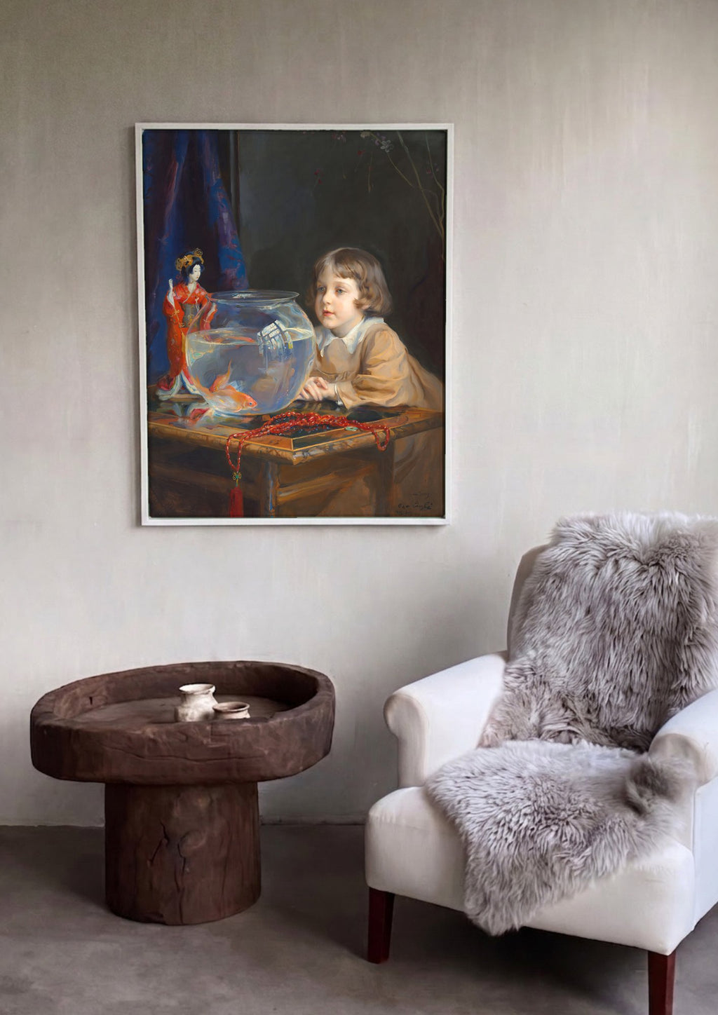Quadro Decorativo A Menina e o Aquário - Philip Alexius de László em ambiente decorado