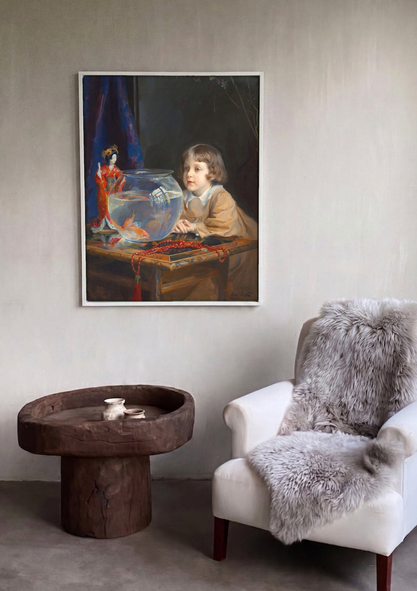 Quadro Decorativo A Menina e o Aquário - Philip Alexius de László em ambiente decorado