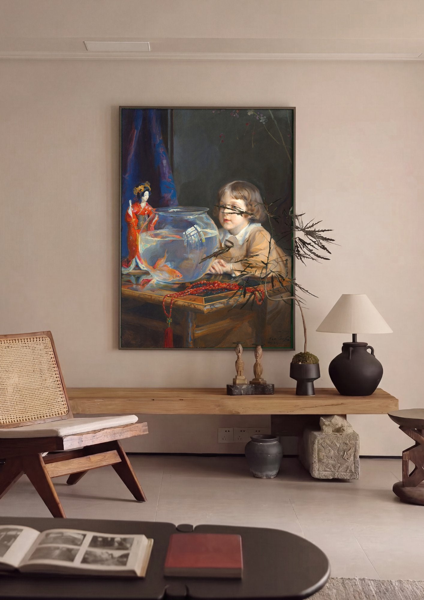 Quadro Decorativo A Menina e o Aquário - Philip Alexius de László em ambiente decorado