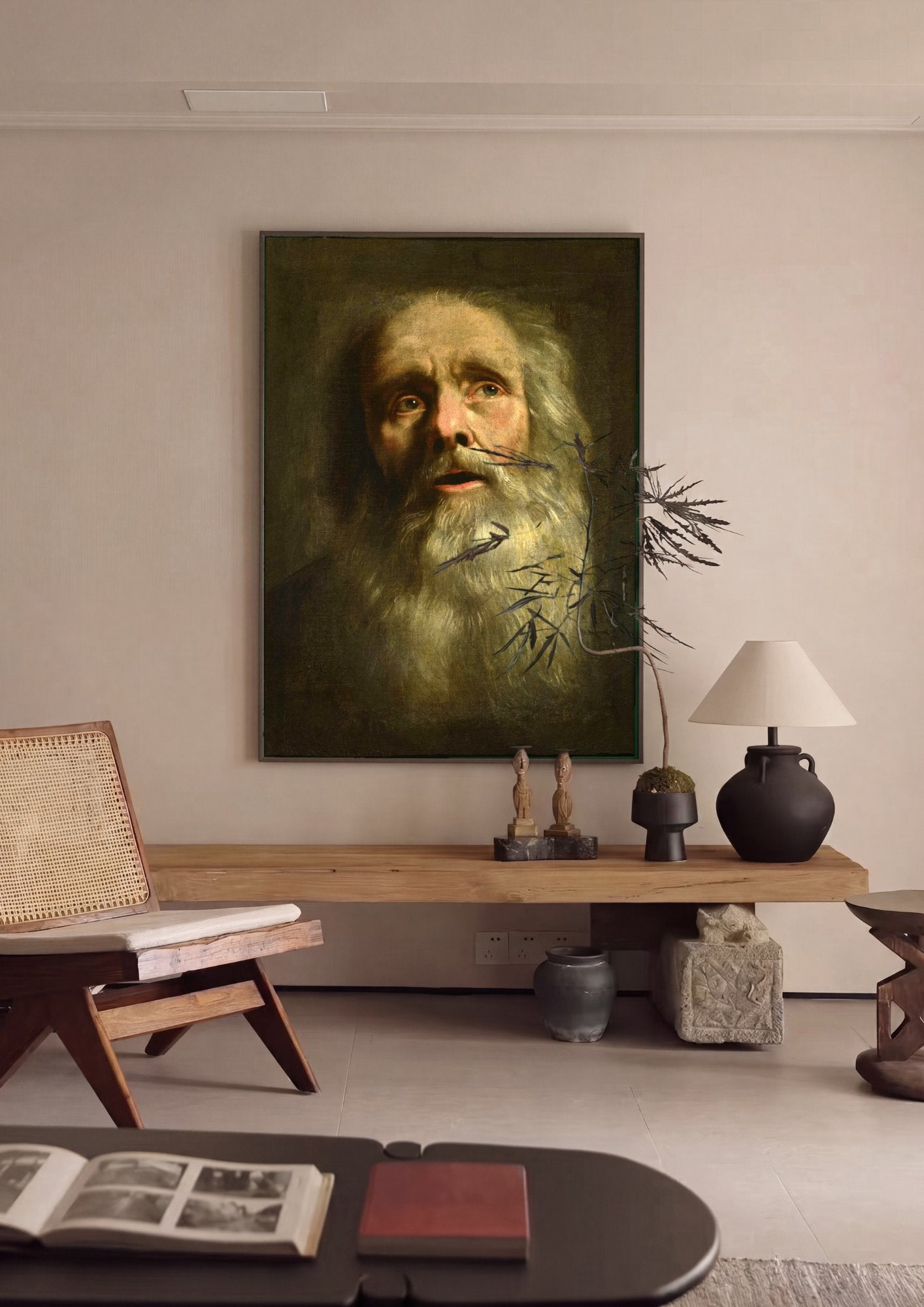 Quadro Decorativo A Cabeça de um Velho - Philippe de Champaigne em ambiente decorado