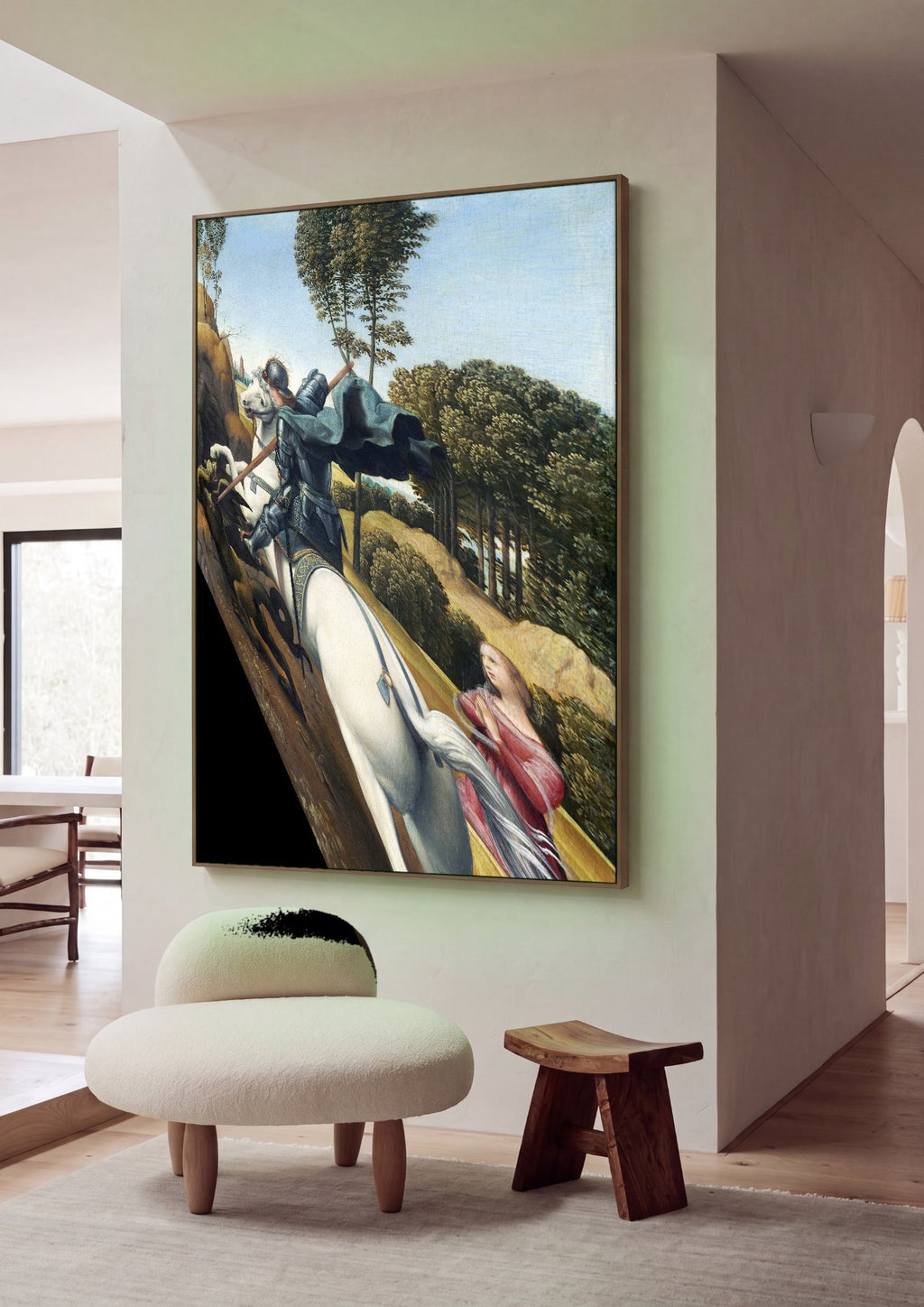 Quadro Decorativo São Jorge e o Dragão - Rafael em ambiente decorado