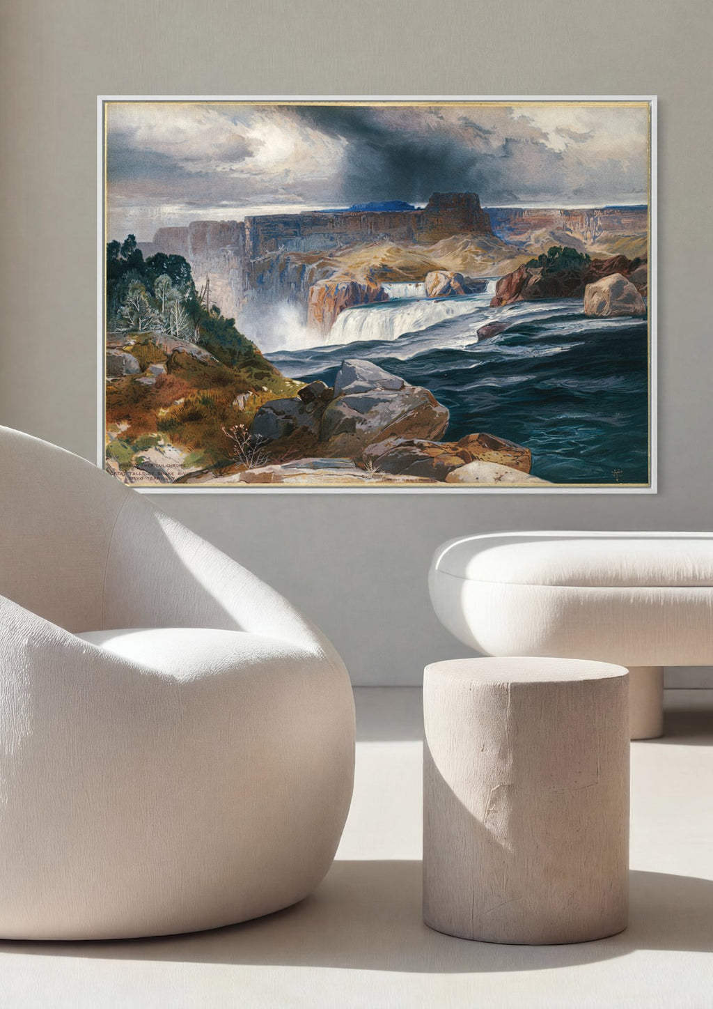 Quadro Decorativo Grandes Cataratas do Rio Snake - Thomas Moran em ambiente decorado