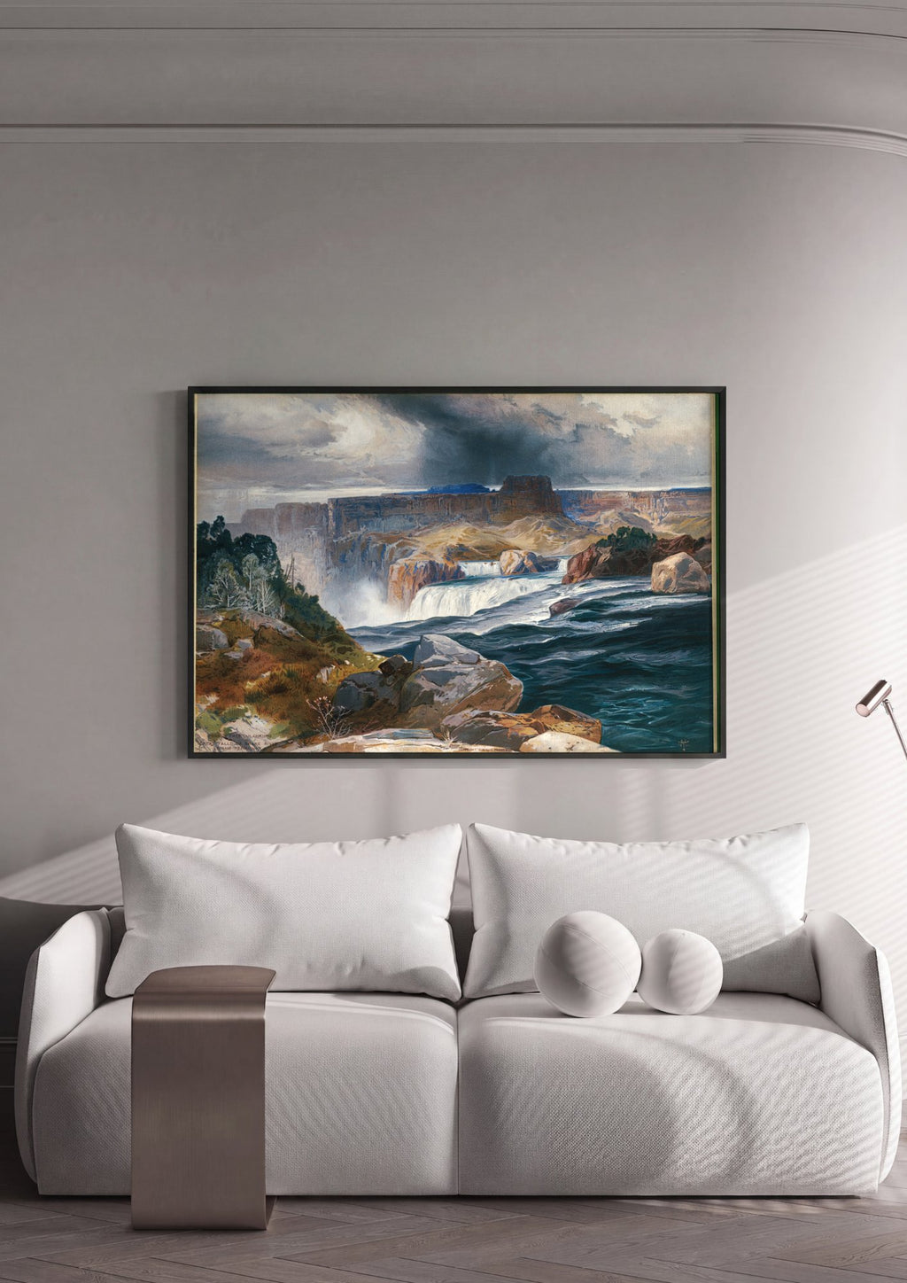 Quadro Decorativo Grandes Cataratas do Rio Snake - Thomas Moran em ambiente decorado
