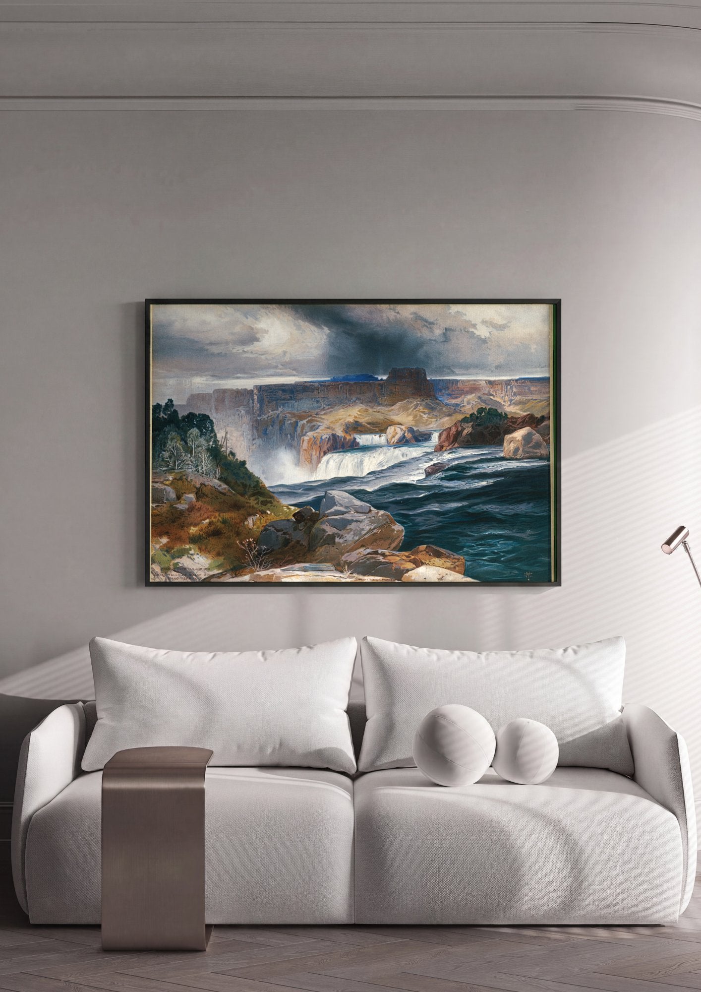Quadro Decorativo Grandes Cataratas do Rio Snake - Thomas Moran em ambiente decorado