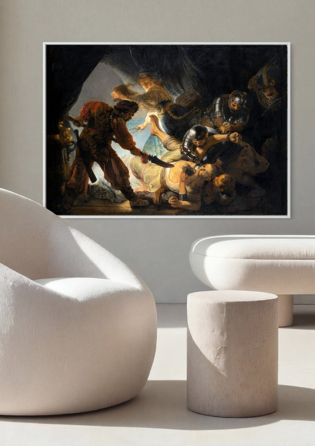 Quadro Decorativo A Cegueira de Sansão - Rembrandt em ambiente decorado