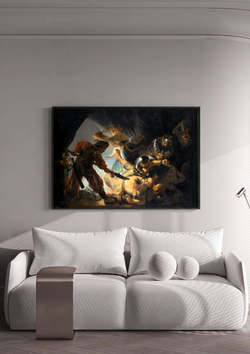Quadro Decorativo A Cegueira de Sansão - Rembrandt em ambiente decorado