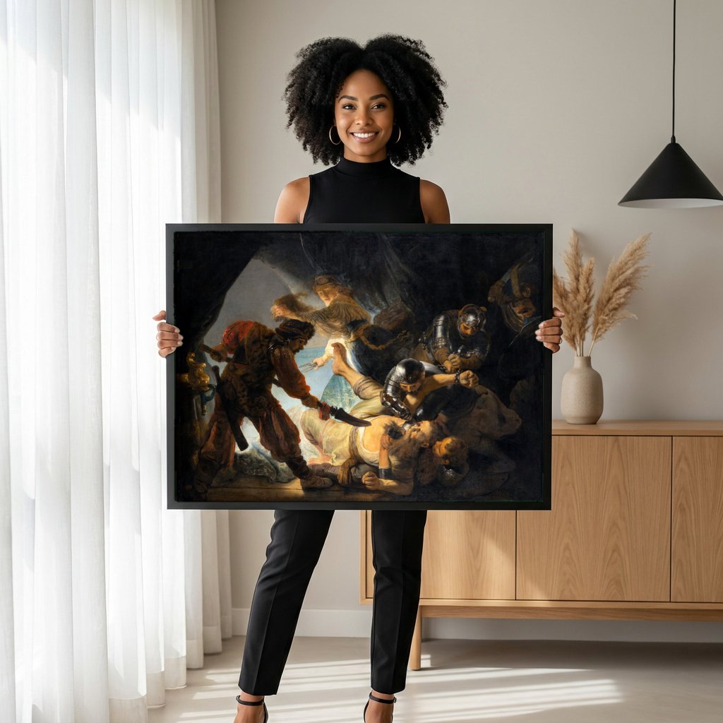 Quadro Decorativo A Cegueira de Sansão - Rembrandt com modelo em ambiente