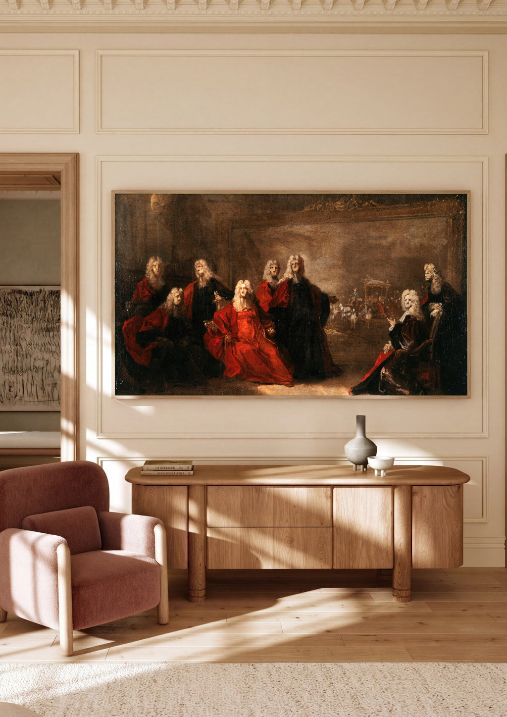 Quadro Decorativo A Chegada do Cortejo Real - Nicolas de Largillière em ambiente decorado