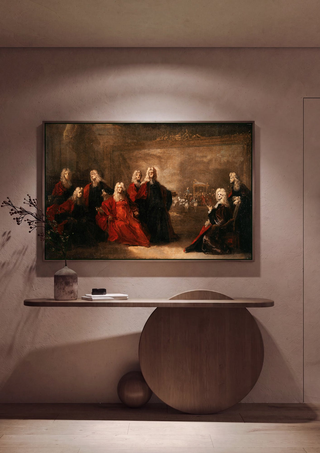 Quadro Decorativo A Chegada do Cortejo Real - Nicolas de Largillière em ambiente decorado