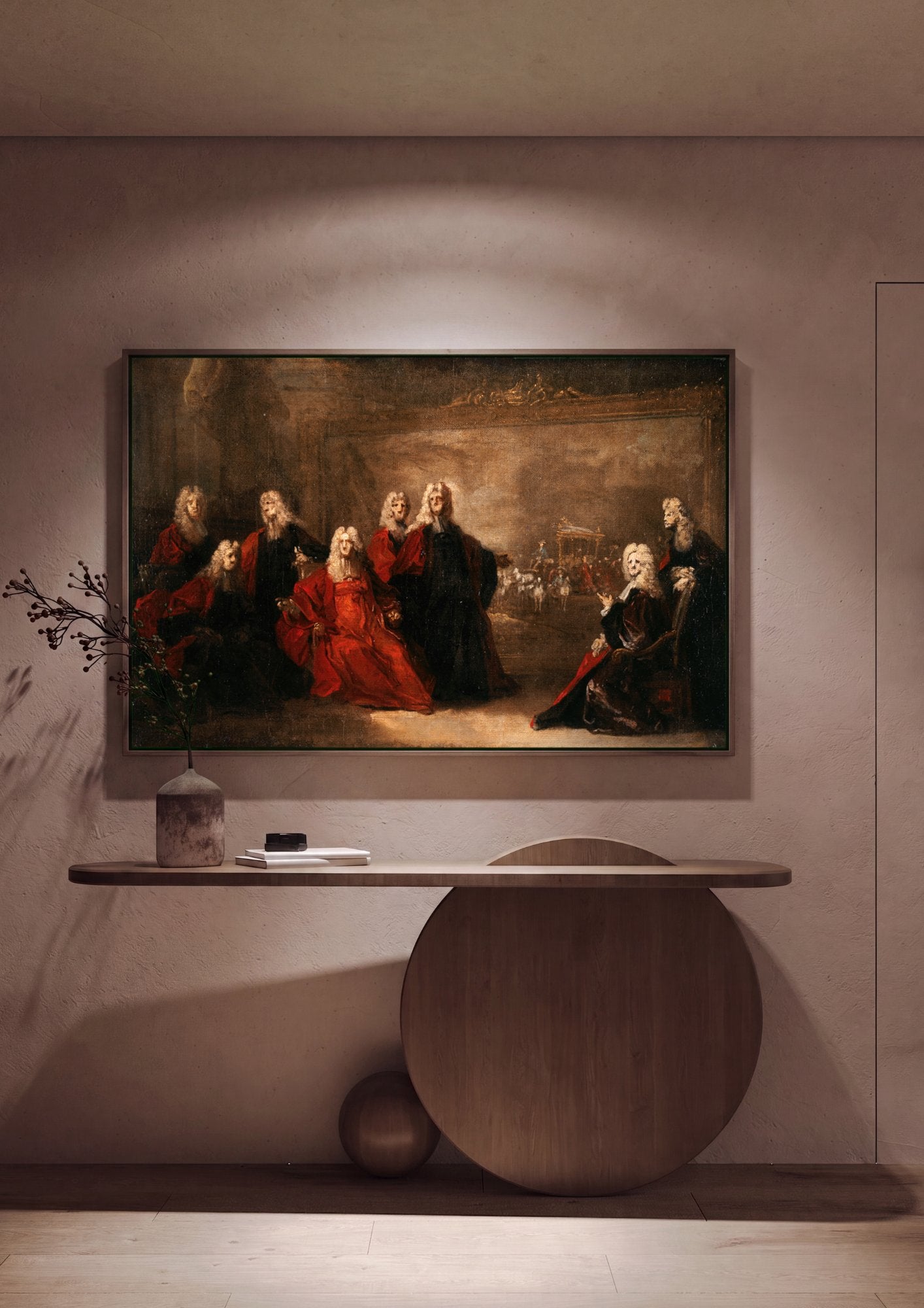 Quadro Decorativo A Chegada do Cortejo Real - Nicolas de Largillière em ambiente decorado