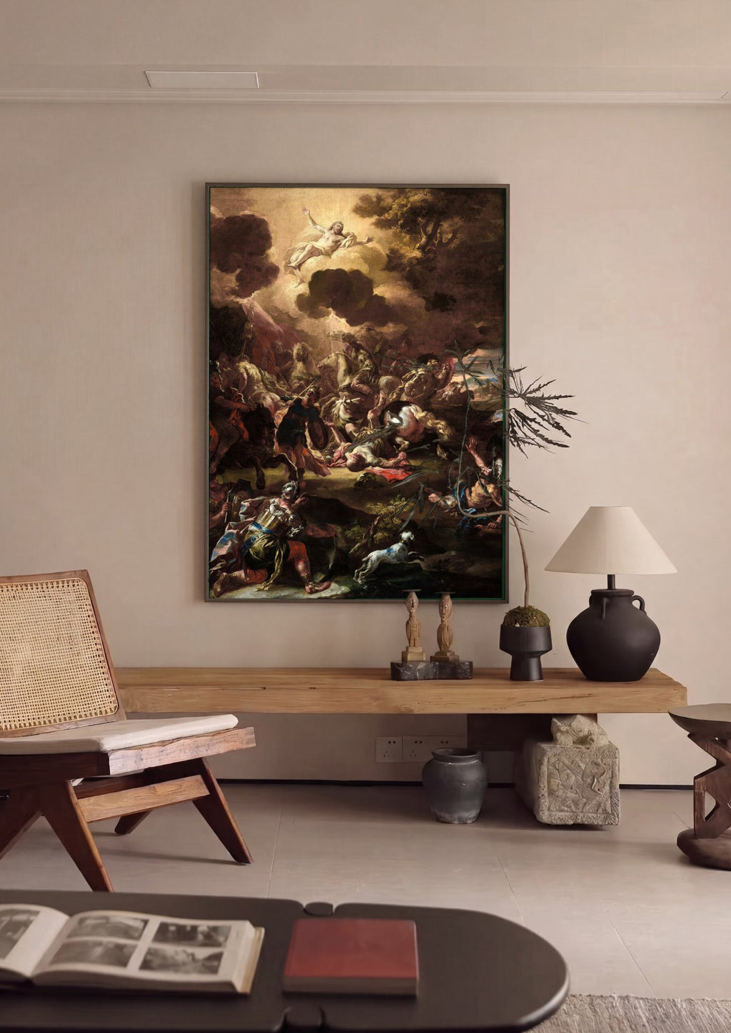 Quadro Decorativo A Conversão de Saulo - Solimena em ambiente decorado