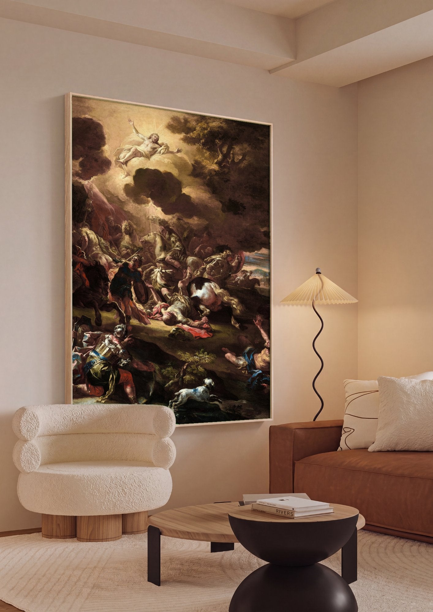 Quadro Decorativo A Conversão de Saulo - Solimena em ambiente decorado