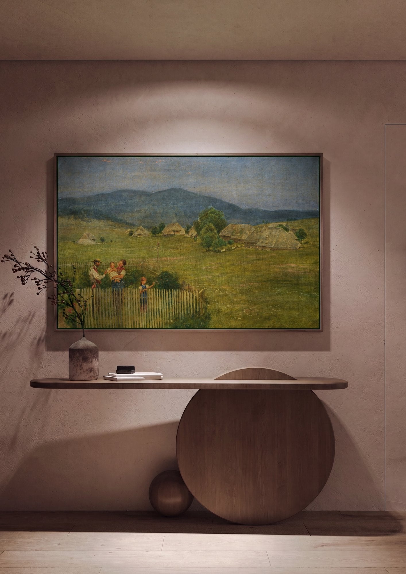 Quadro Decorativo Cena Rural ao Pôr do Sol - Hans Thoma em ambiente decorado
