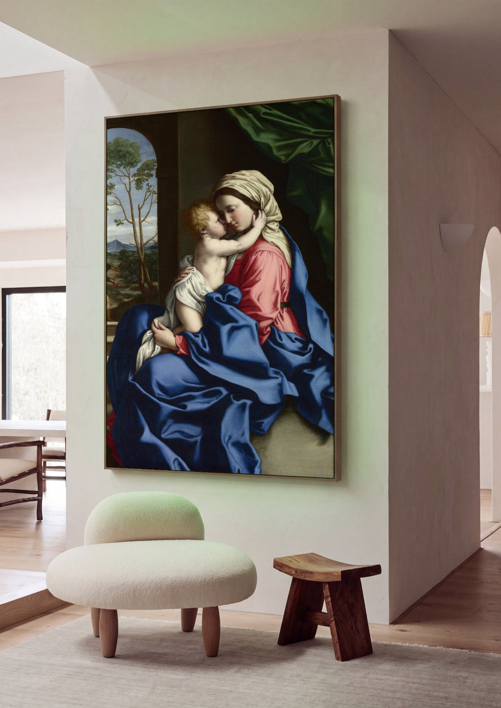 Quadro Decorativo Madonna com o Menino - Sassoferrato em ambiente decorado