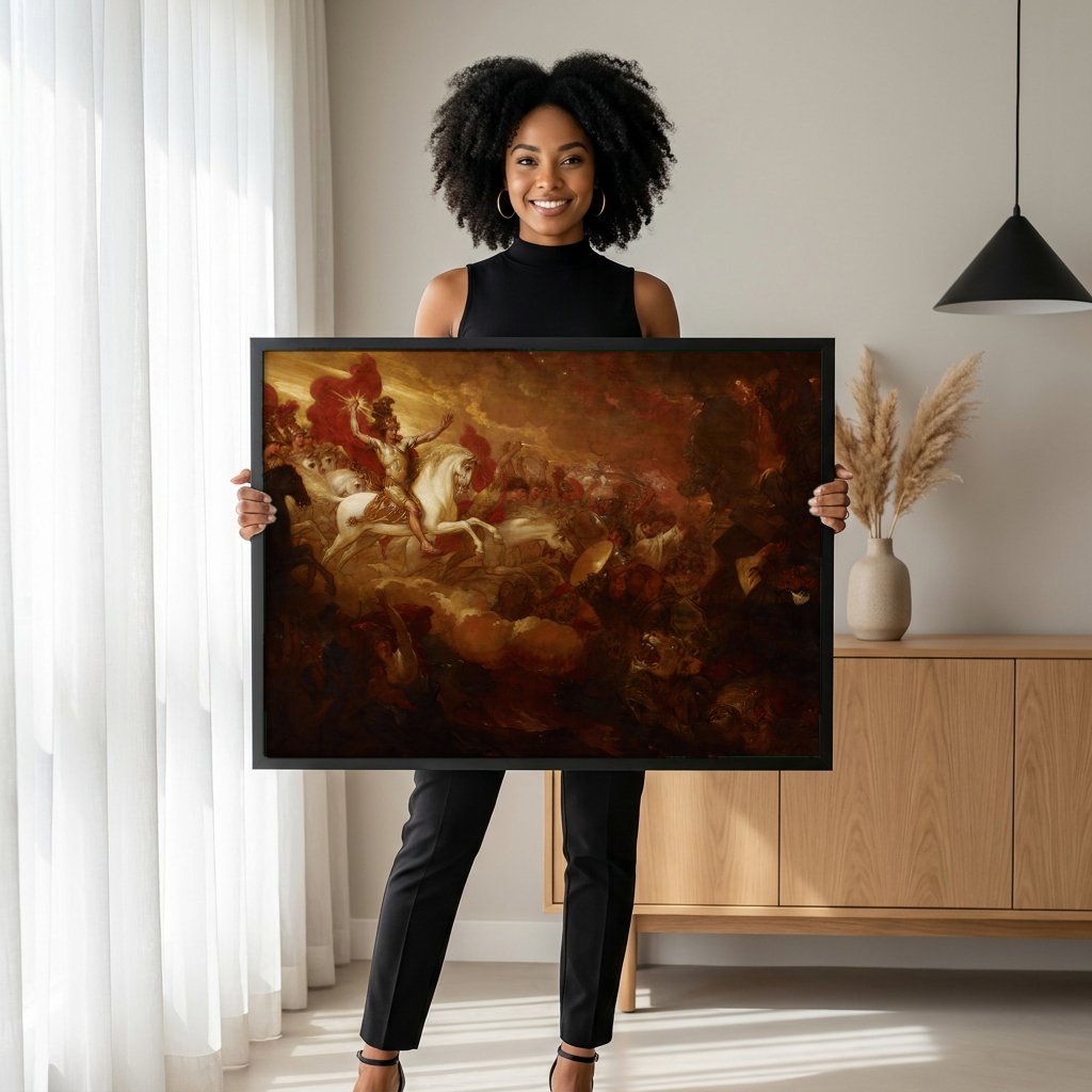 Quadro Decorativo A Abertura do Sétimo Selo - Benjamin West com modelo em ambiente