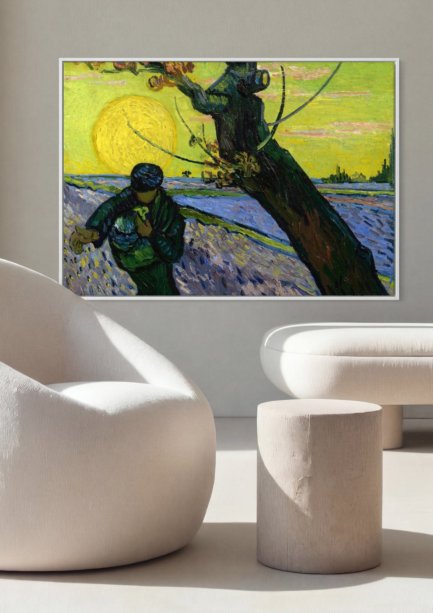 Quadro Decorativo O Semeador ao Pôr do Sol - Van Gogh em ambiente decorado