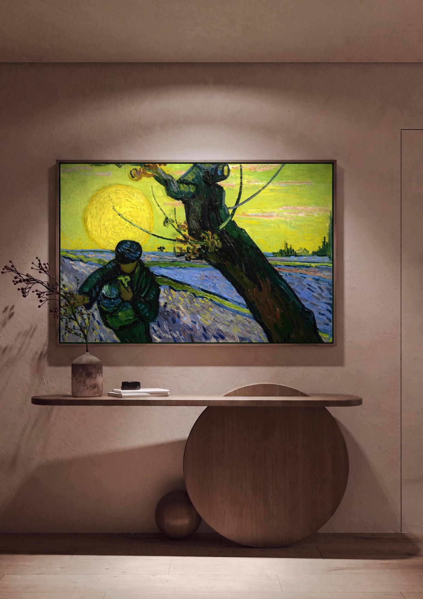 Quadro Decorativo O Semeador ao Pôr do Sol - Van Gogh em ambiente decorado