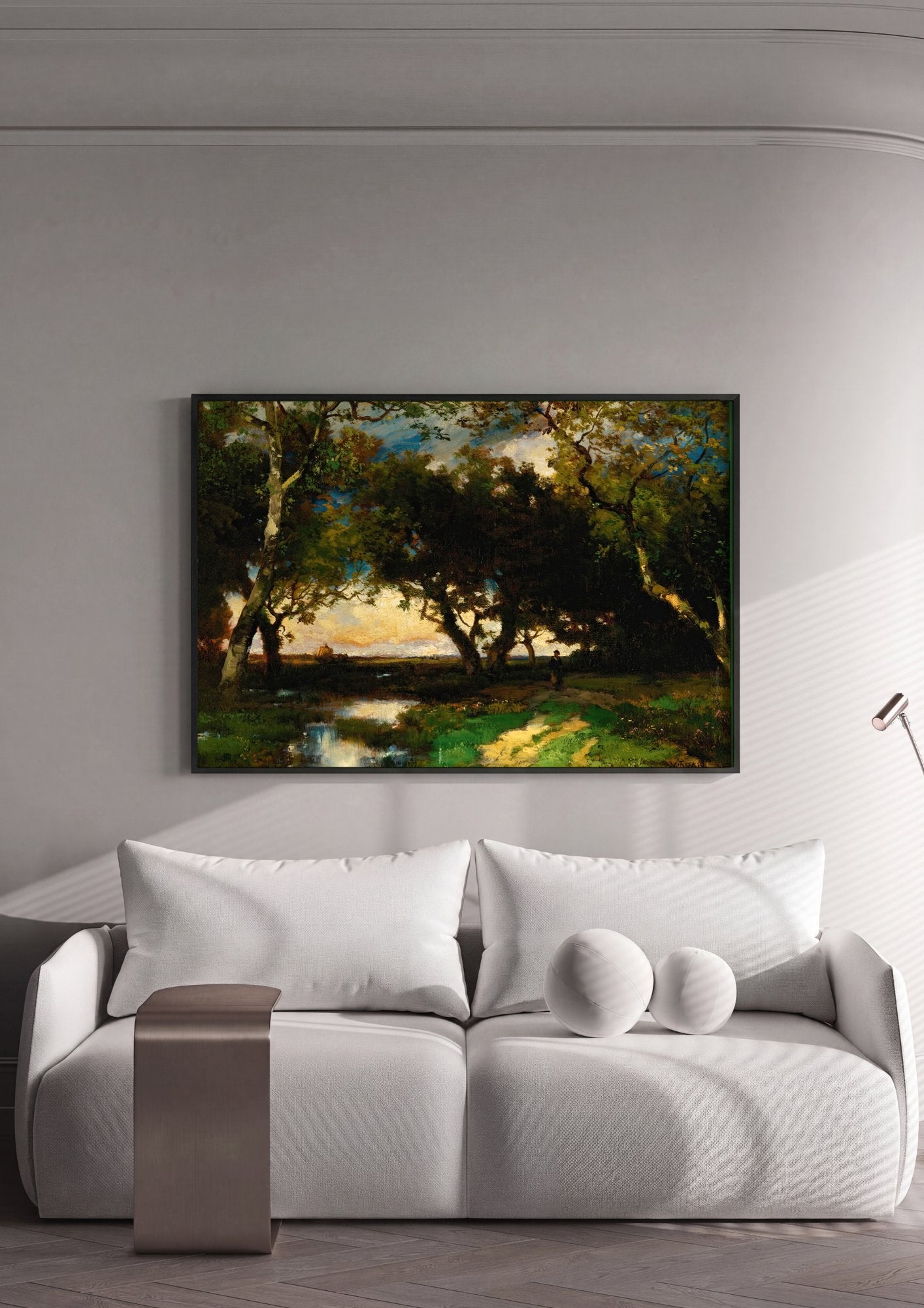 Quadro Decorativo Paisagem com Pântano - Thomas Moran em ambiente decorado
