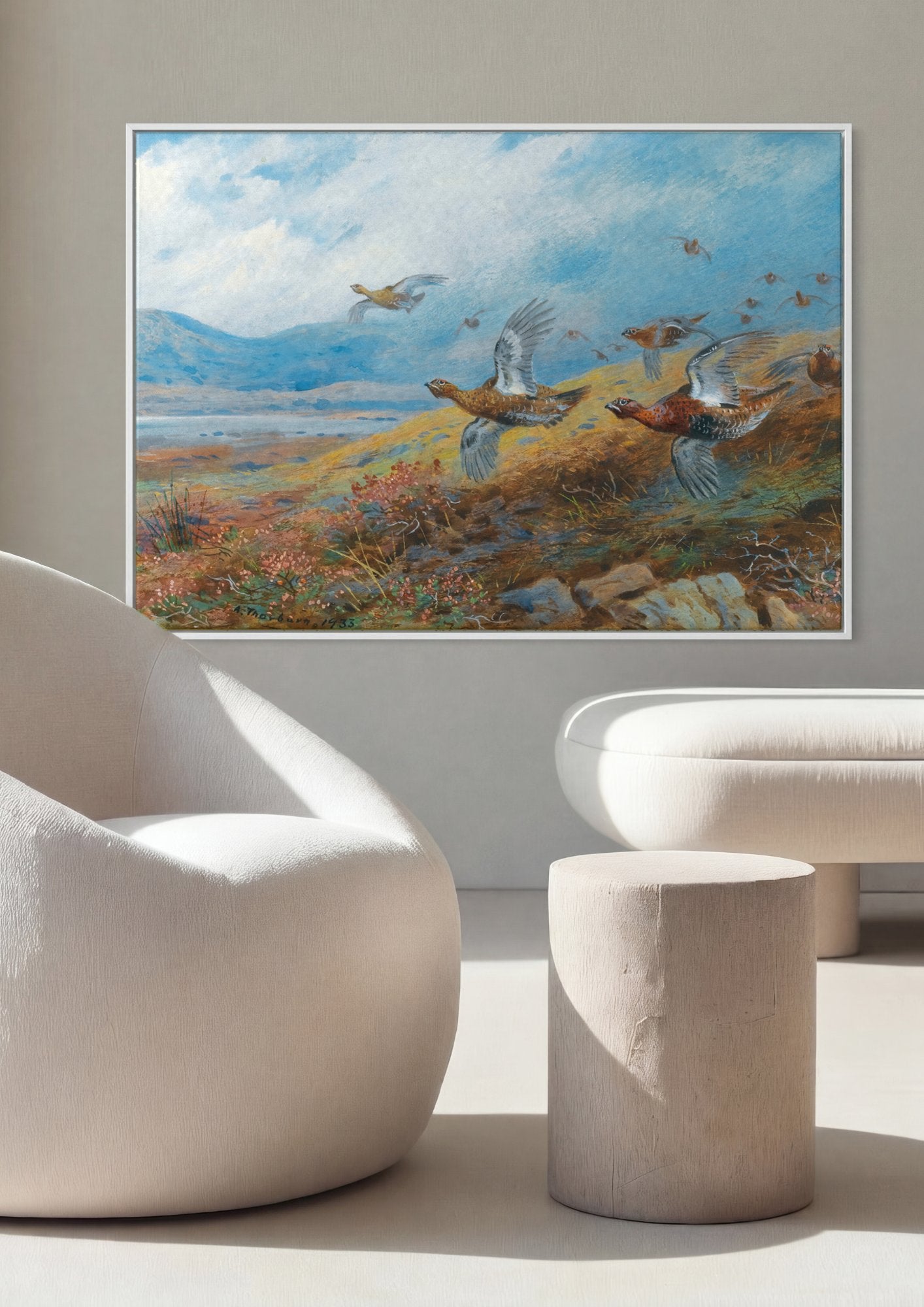 Quadro Decorativo Aves em Voo no Campo - Thorburn em ambiente decorado