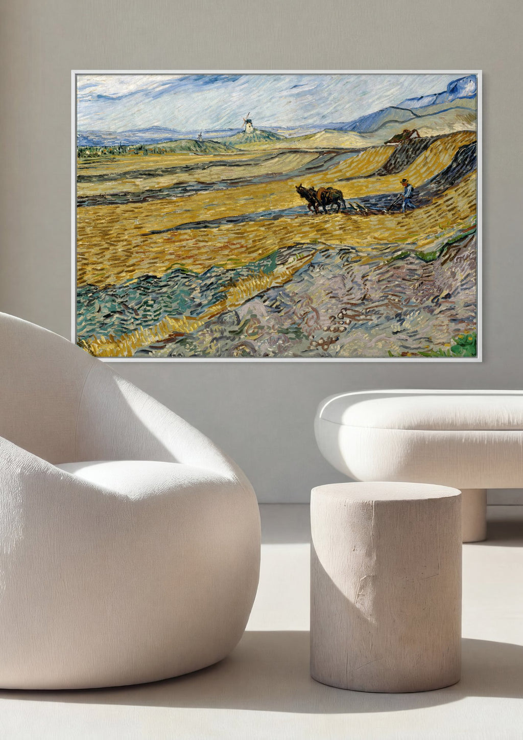 Quadro Decorativo Campo de Trigo Arado - Van Gogh em ambiente decorado
