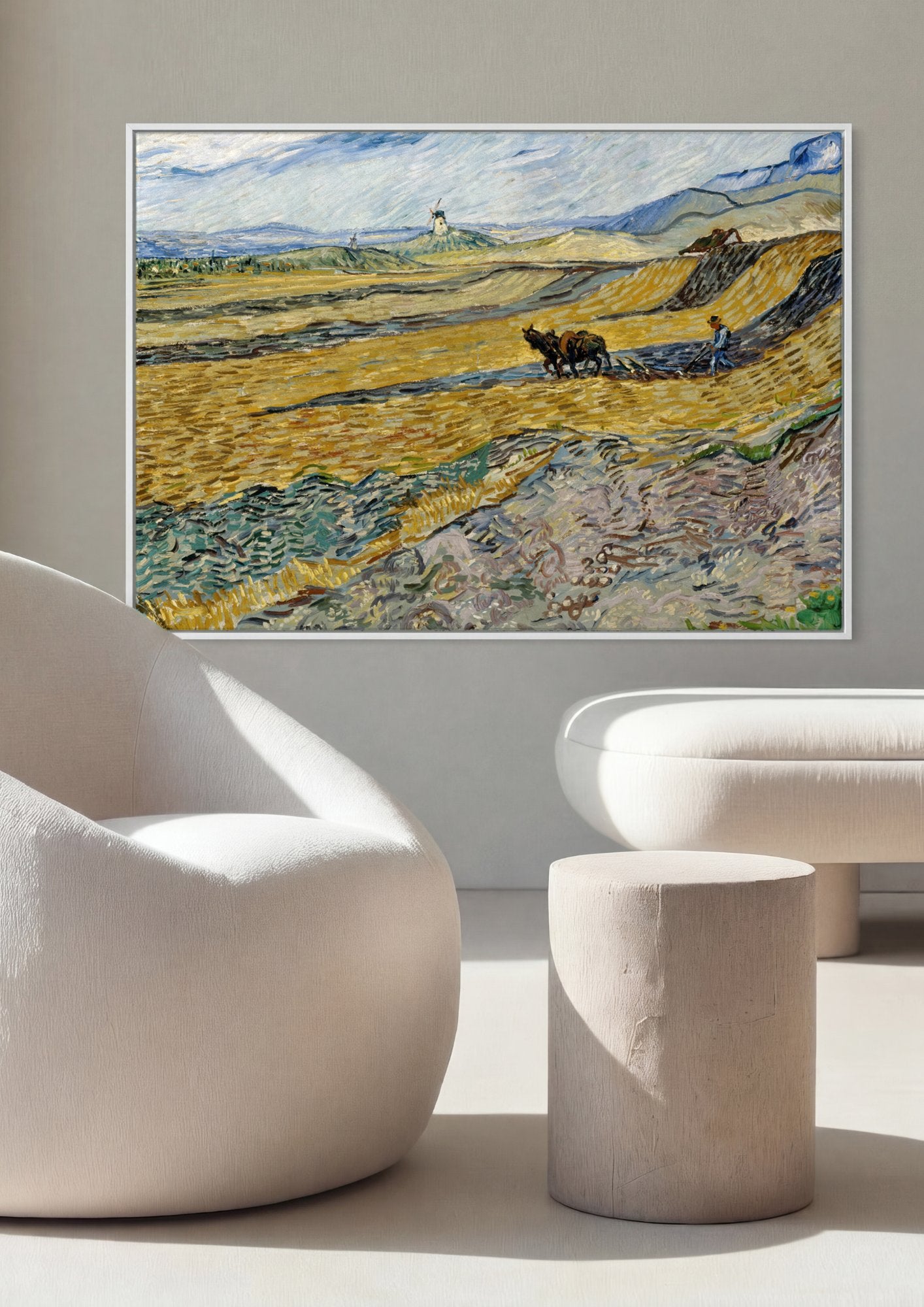 Quadro Decorativo Campo de Trigo Arado - Van Gogh em ambiente decorado