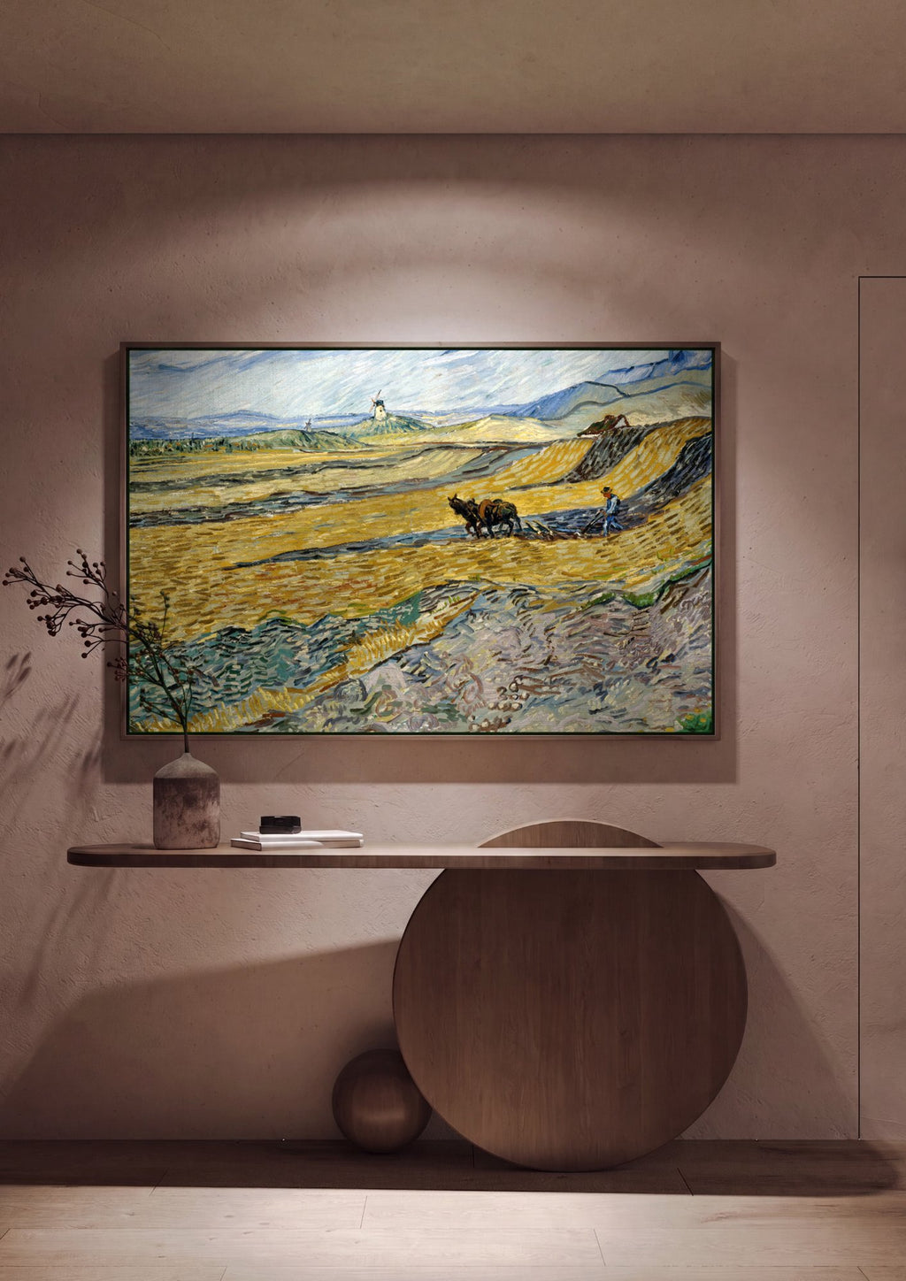 Quadro Decorativo Campo de Trigo Arado - Van Gogh em ambiente decorado