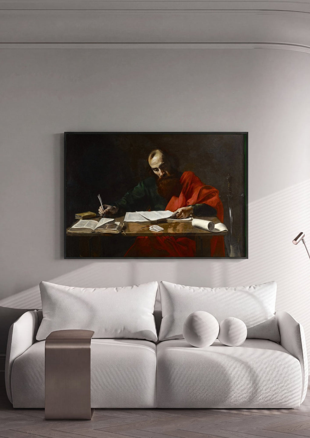 Quadro Decorativo São Paulo Escrevendo - Valentin de Boulogne em ambiente decorado