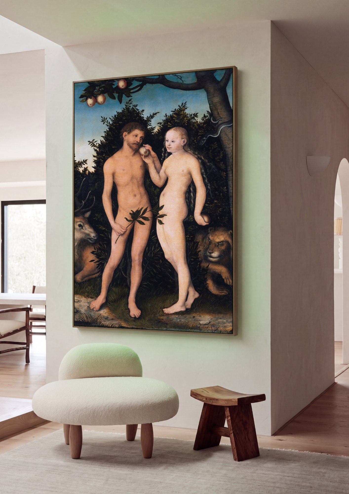 Quadro Decorativo Adão e Eva - Cranach, o Velho em ambiente decorado