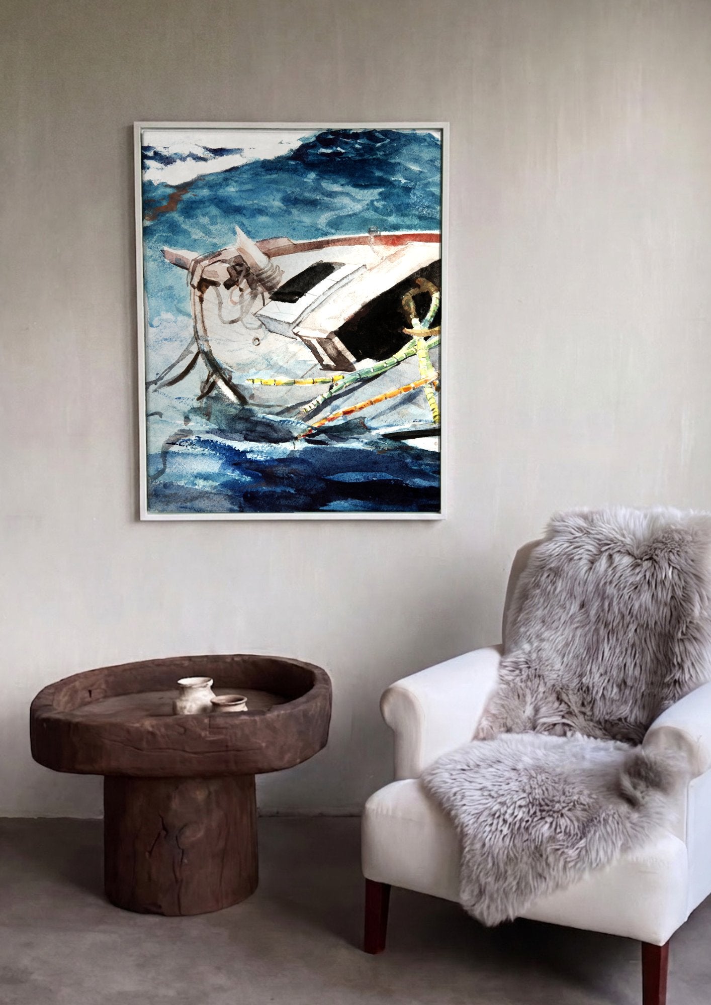 Quadro Decorativo Barco em Mar Agitado - Winslow Homer em ambiente decorado