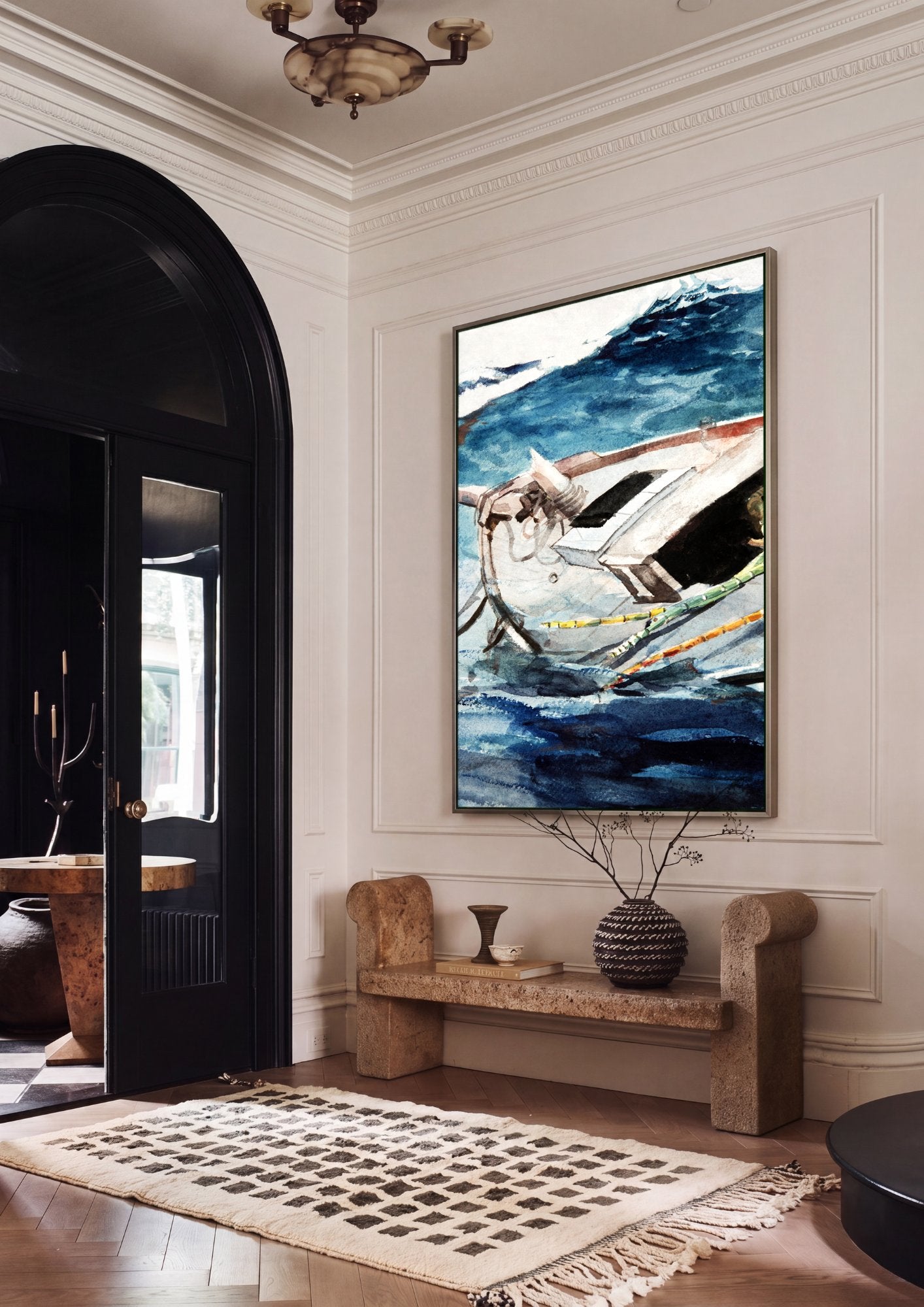 Quadro Decorativo Barco em Mar Agitado - Winslow Homer em ambiente decorado