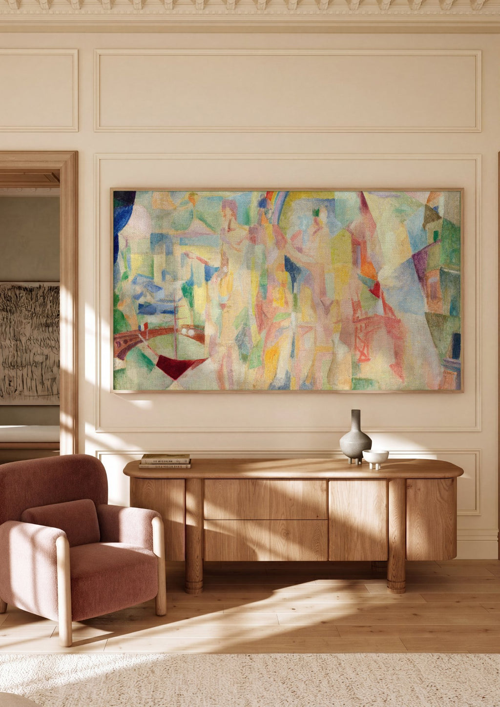 Quadro Decorativo A Cidade de Paris - Robert Delaunay em ambiente decorado