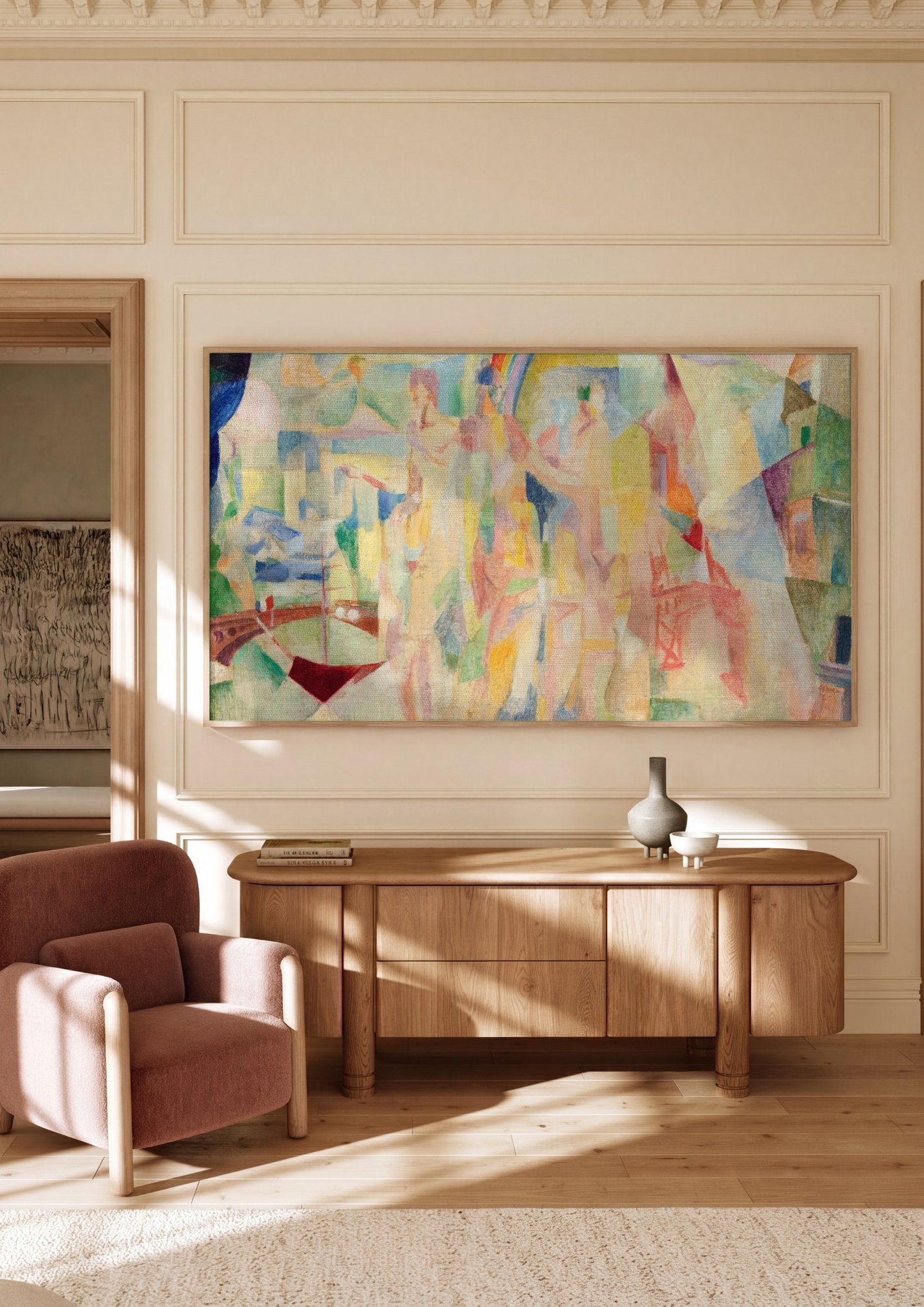Quadro Decorativo A Cidade de Paris - Robert Delaunay em ambiente decorado