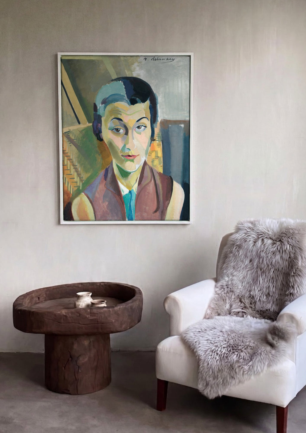 Quadro Decorativo Retrato de Mulher - Robert Delaunay em ambiente decorado