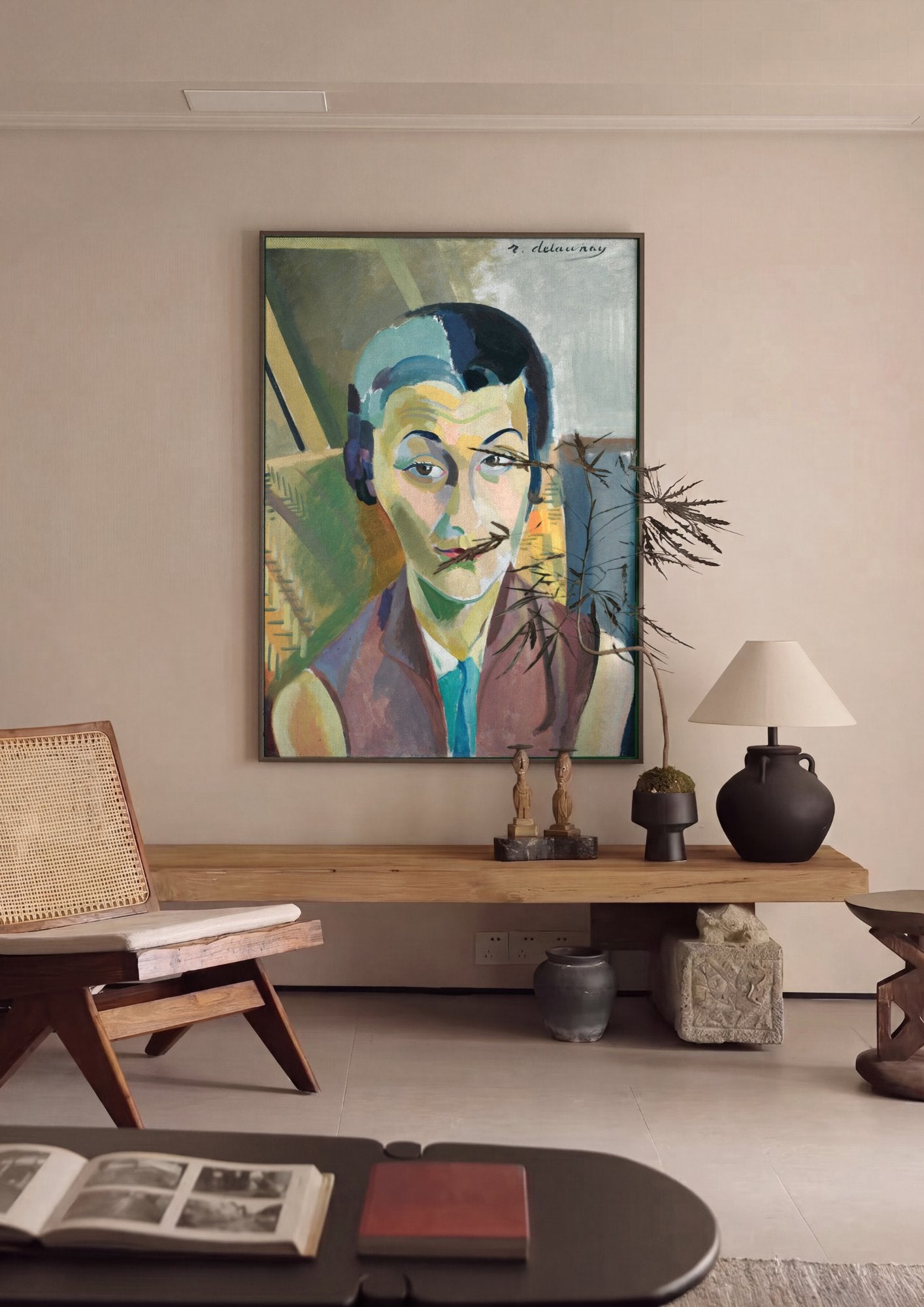 Quadro Decorativo Retrato de Mulher - Robert Delaunay em ambiente decorado