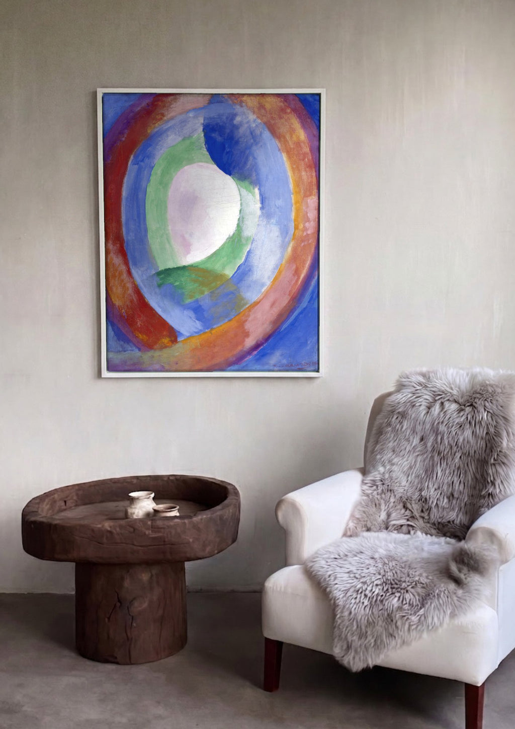 Quadro Decorativo Círculos de Cores - Robert Delaunay em ambiente decorado