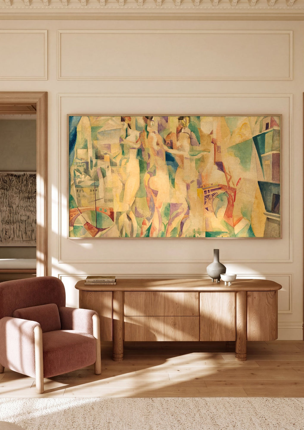 Quadro Decorativo A Cidade de Paris - Robert Delaunay em ambiente decorado