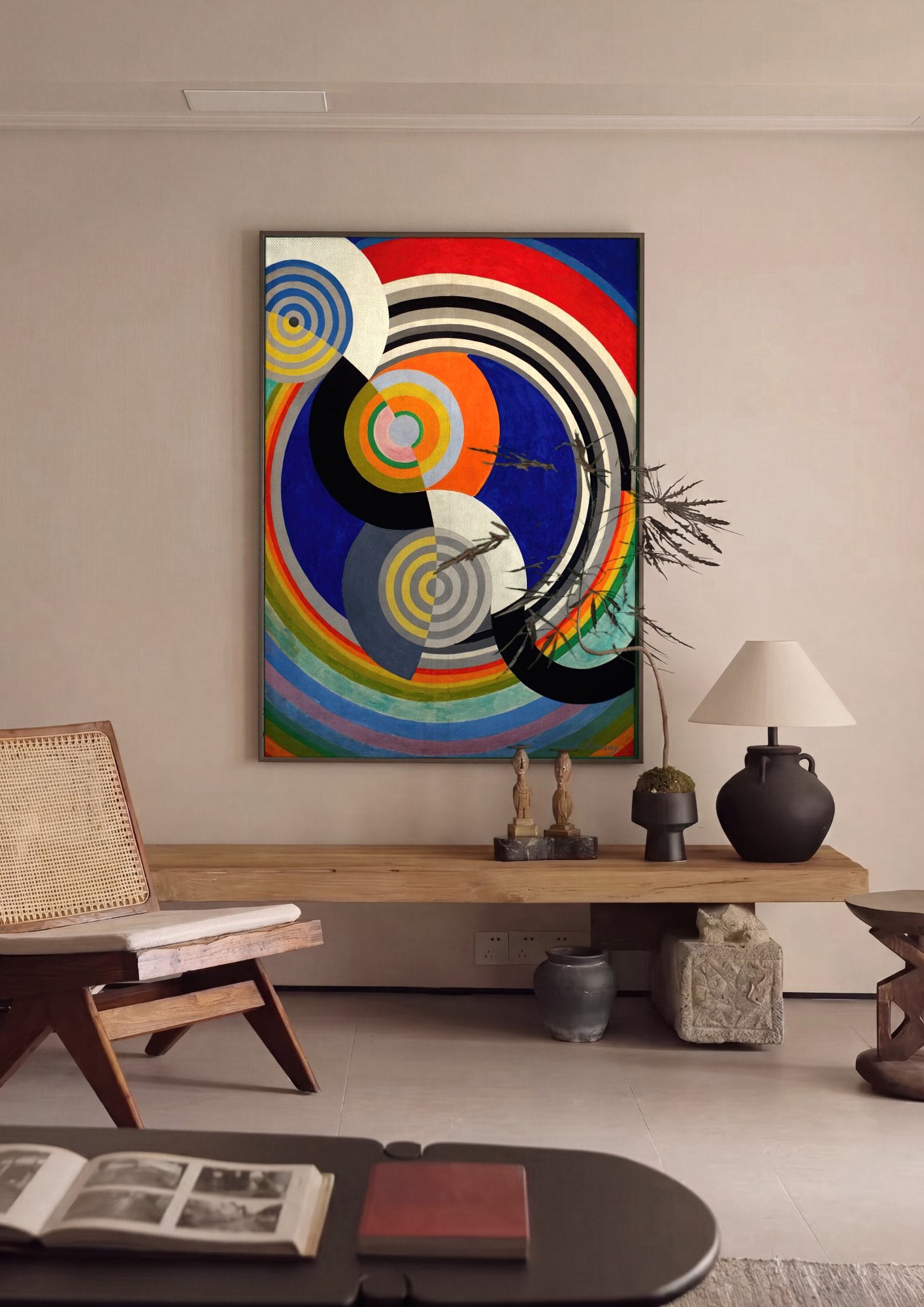 Quadro Decorativo Formas Circulares - Robert Delaunay em ambiente decorado