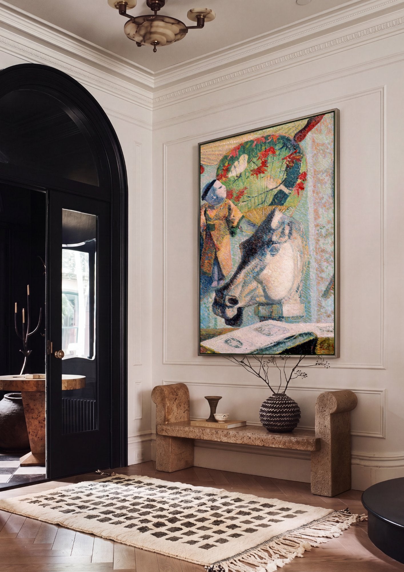 Quadro Decorativo Natureza-morta com Objetos Japoneses - Gauguin em ambiente decorado