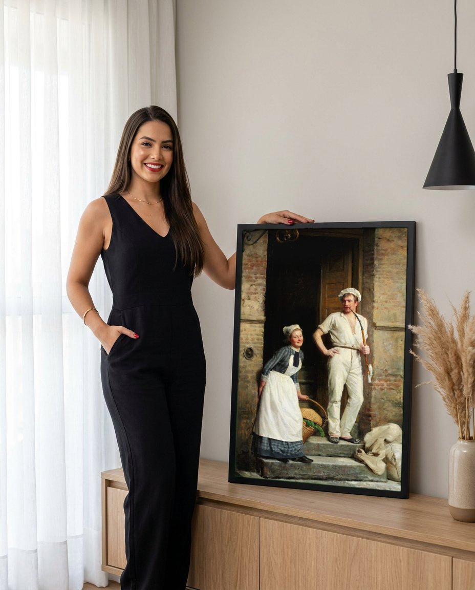 Quadro Decorativo A Padaria - Carl Bloch com modelo em ambiente