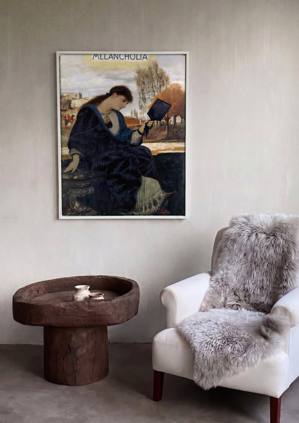 Quadro Decorativo Melancolia - Arnold Böcklin em ambiente decorado