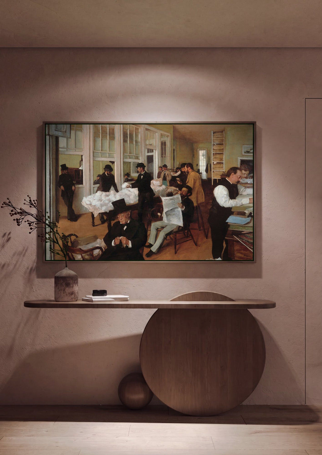 Quadro Decorativo O Escritório de Algodão em Nova Orleans - Degas em ambiente decorado